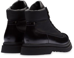 Prada Panelled Lace-Up Combat Boots