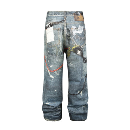 HESNTLS Baggy Fit Jeans - Chains