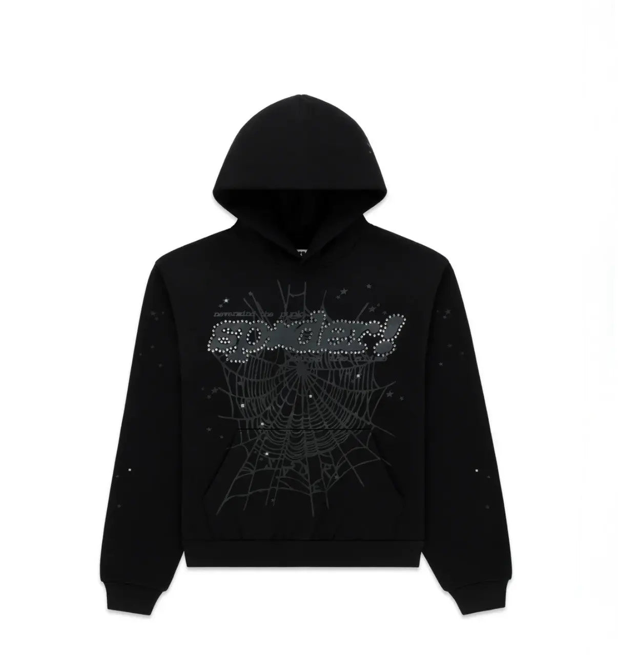 SP5DER Rhinestone Punk V2 Hoodie Black