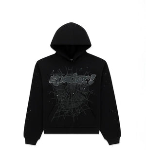 Sp5der Rhinestone Punk V2 Hoodie 'Black'