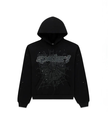 SP5DER Rhinestone Punk V2 Hoodie Black