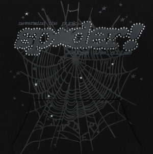 Sp5der Rhinestone Punk V2 Hoodie 'Black'