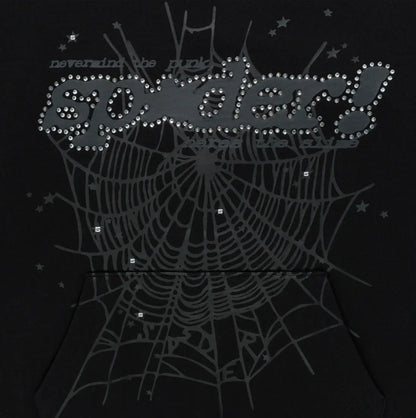SP5DER Rhinestone Punk V2 Hoodie Black