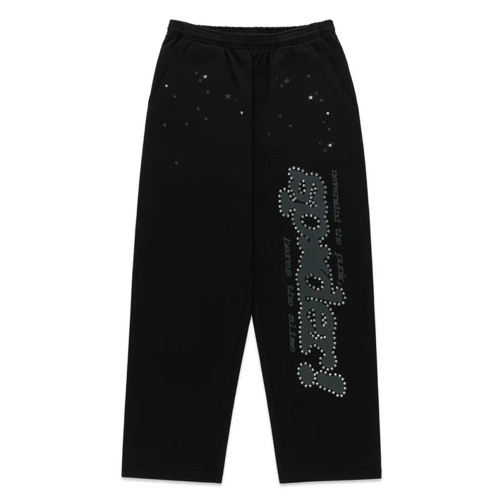 Sp5der Rhinestone V2 Track Bottoms 'Black'
