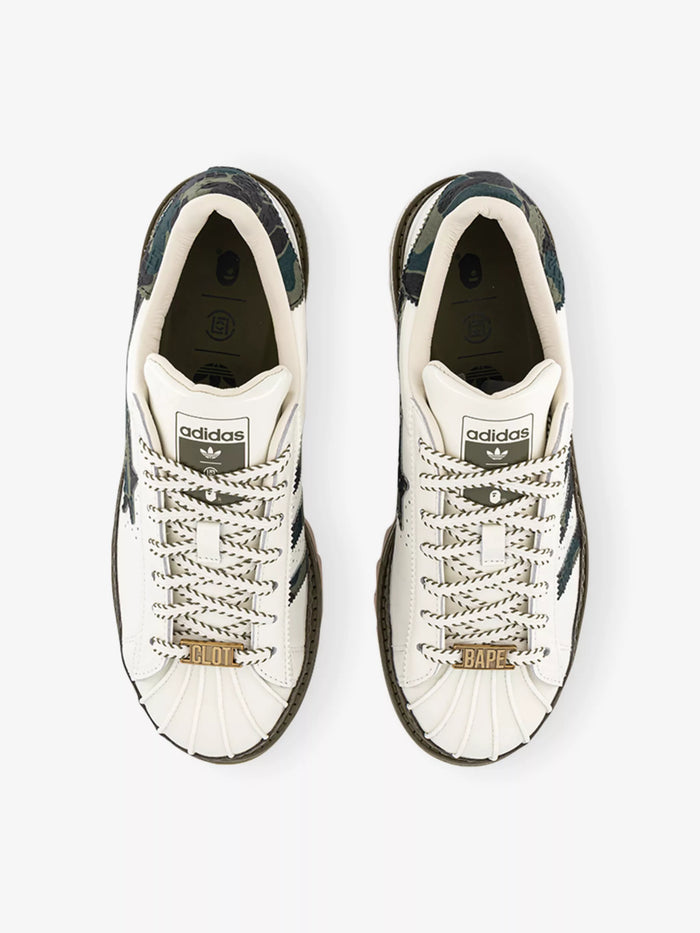CLOT x BAPE x adidas Superstar 'Off White Olive Cargo'