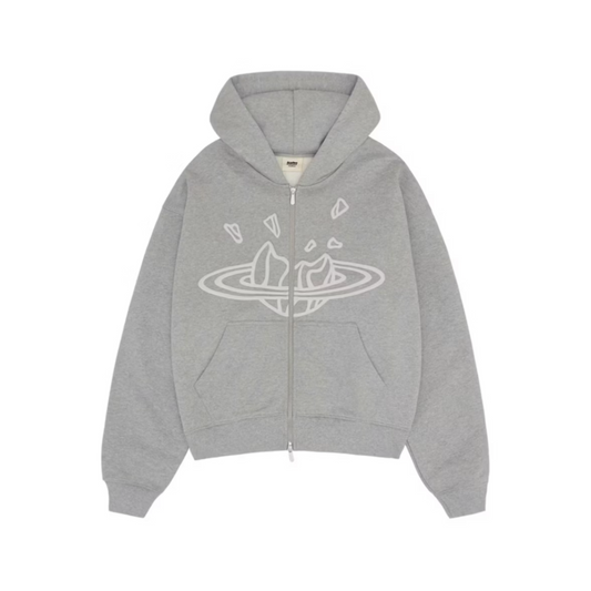 Broken Planet Outer Space Zip-up Hoodie 'Heather Grey'