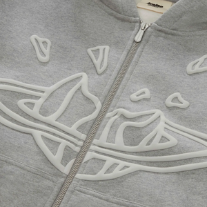 Broken Planet Outer Space Zip-up Hoodie 'Heather Grey'