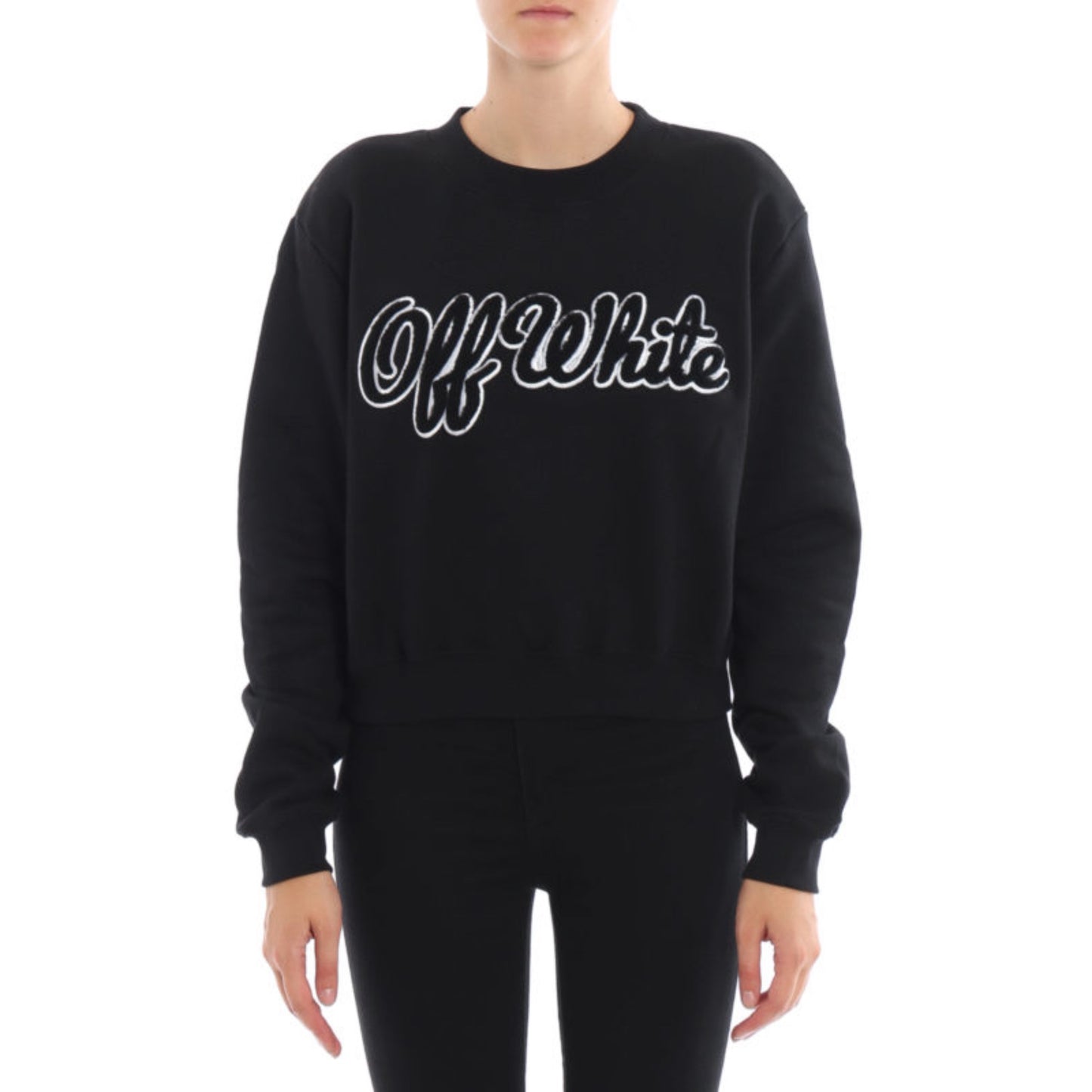 Off-White Shearling Embroidered Crewneck Sweatshirt 'Black'