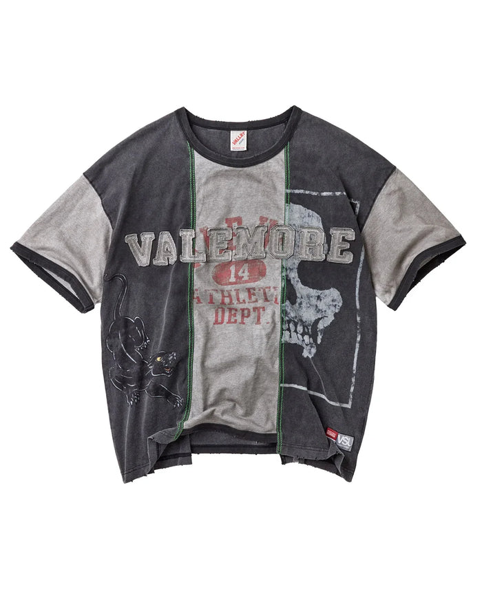 Vale Forever Valemore Athletics Dept Patchwork T-Shirt ‘Grey Black’