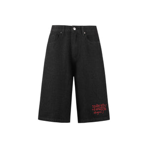Ed Hardy Mens Sever Snake Diamante Denim Jorts ‘Black’