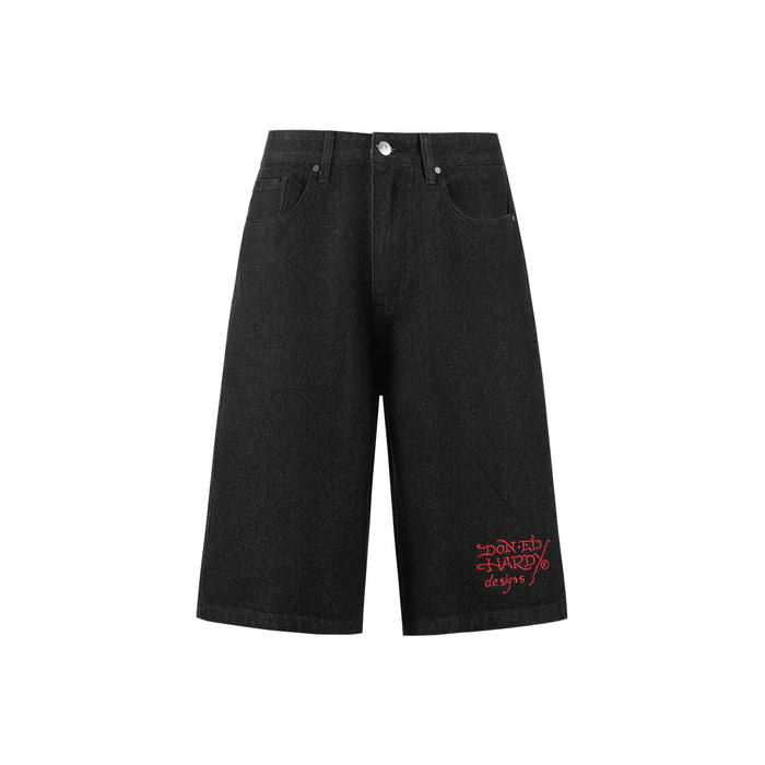 Mens Sever Snake Diamante Denim Jorts Short “Black”