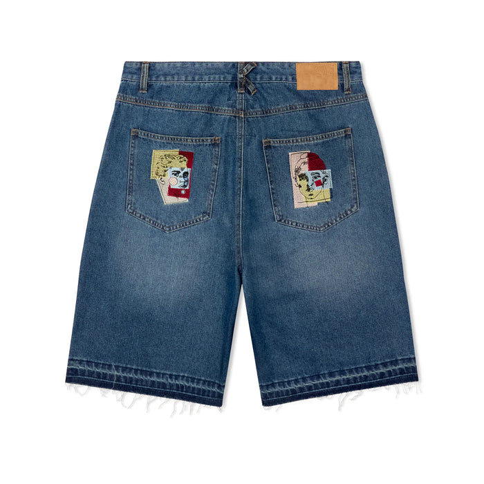 KidSuper Studios Boy & Girl Doodles Patchwork Baggy Shorts ‘Dark Wash’