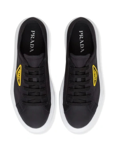 Prada Logo Patch Low-top Sneakers in Black/Yellow