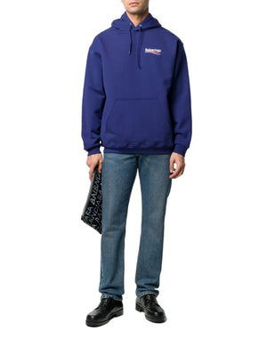 Balenciaga Blue Political Logo Print Hoodie