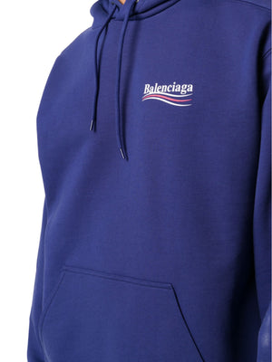 Balenciaga Blue Political Logo Print Hoodie