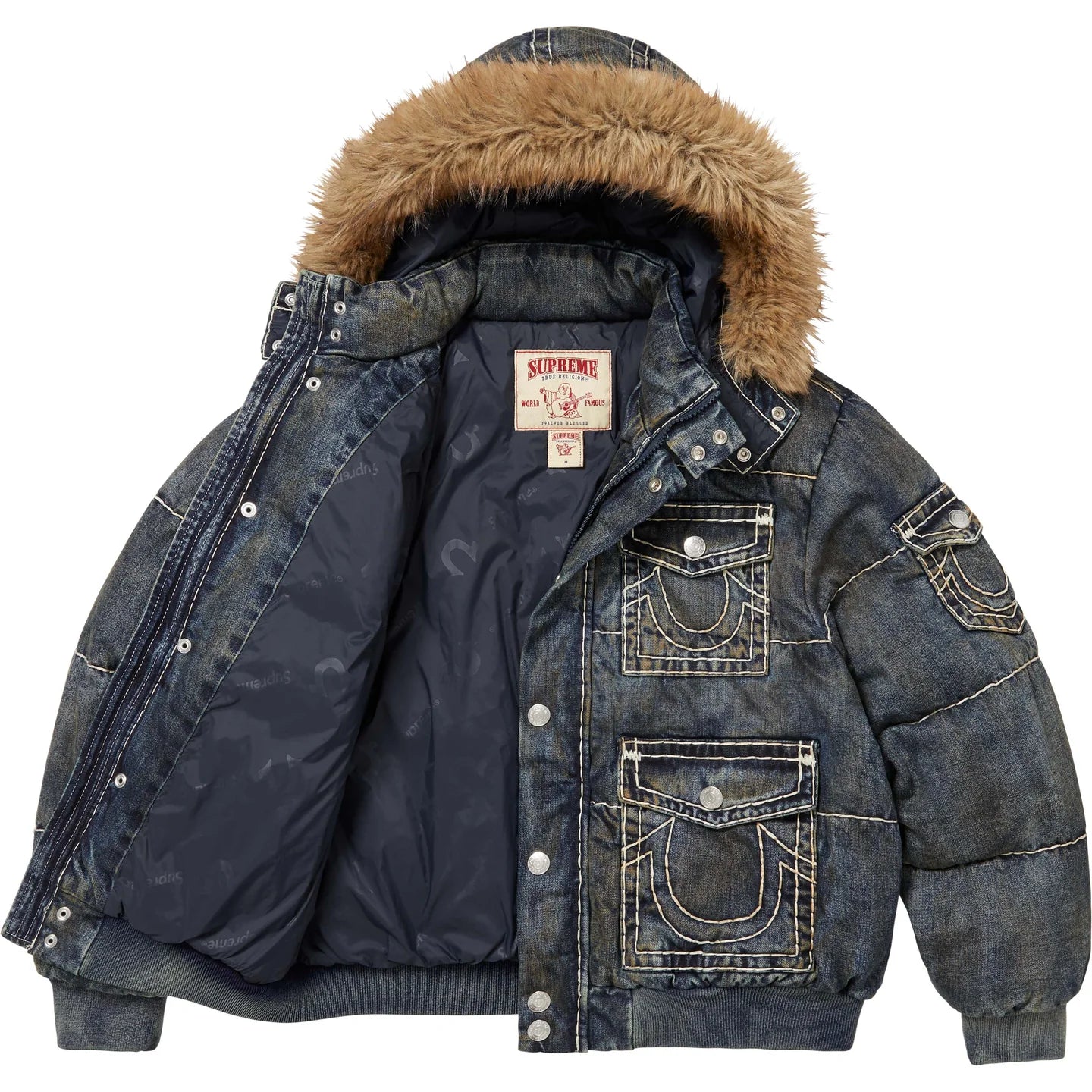 Supreme x True Religion Puffer Jacket 'Dirty Indigo'