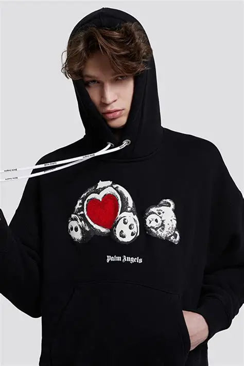 Palm Angels Bear In Love Hoody Black Black