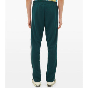 Palm Angels Side-Stripe Track Pants In Dark Green/White