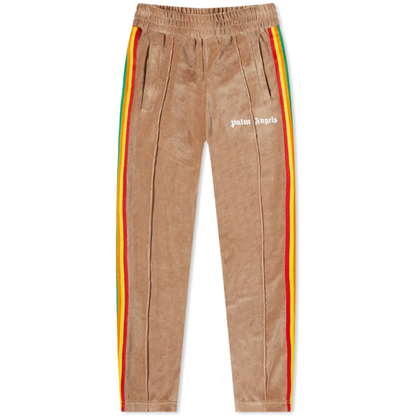 PALM ANGELS RAINBOW CHENILLE TRACK PANT BROWN & WHITE