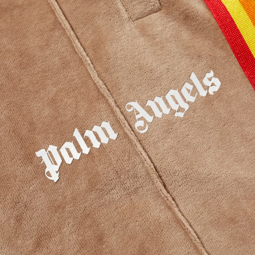 PALM ANGELS RAINBOW CHENILLE TRACK PANT BROWN & WHITE