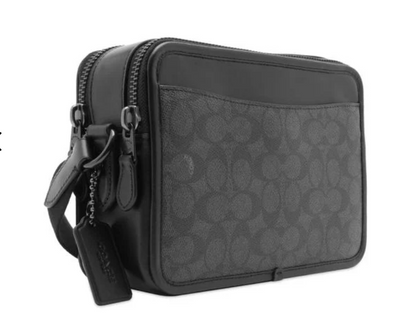 Men's Black Charter Graphic Crossbody Bag - Black