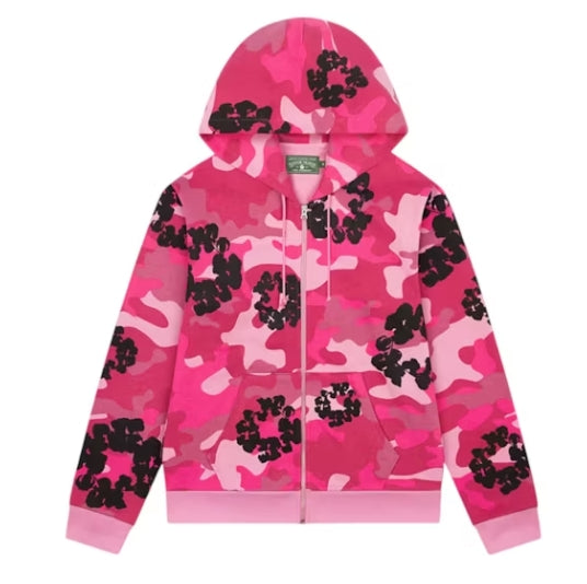 Denim Tears The Cotton Wreath Zip Sweatshirt Pink Camo