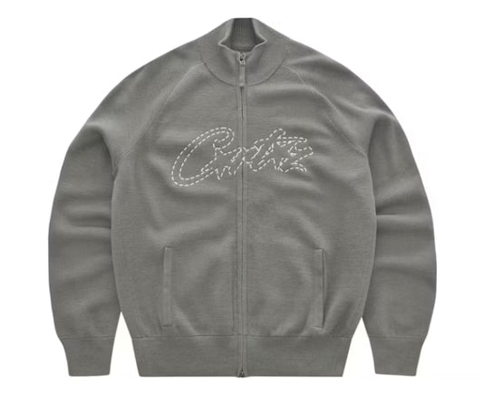 Corteiz Allstarz Knit Zip Up Jacket Grey