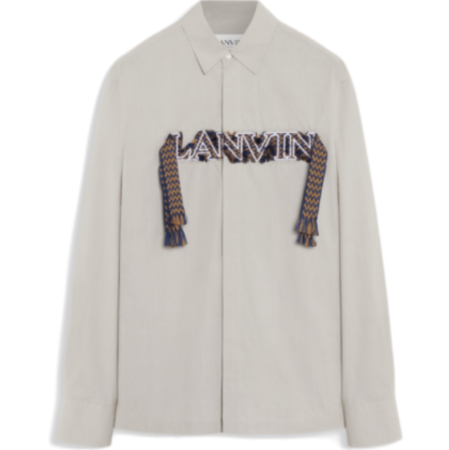 Lanvin Lace Curb Embroidered Shirt In Grey