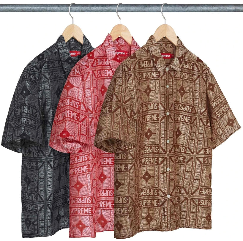 Supreme Tray Jacquard S/S Shirt Red