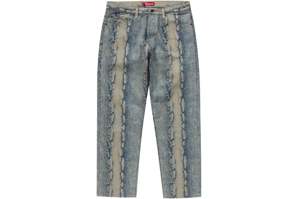 Supreme Men's Blue Stadium Snake-Print Jeans