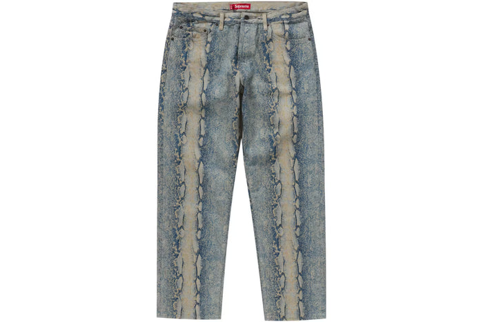 Supreme Men's Blue Stadium Snake-Print Jeans
