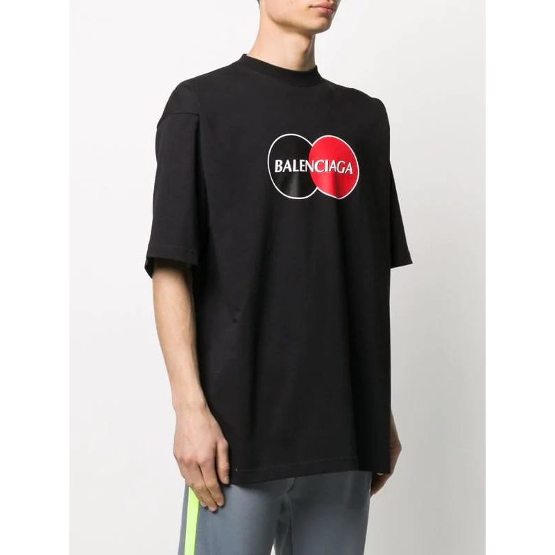 BALENCIAGA OVERSIZED LOGO PRINTED COTTON MASTERCARD T-SHIRT