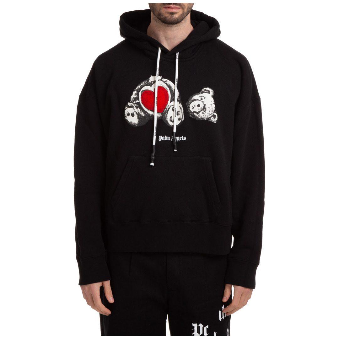 PALM ANGELS BEAR IN LOVE LOGO HOODIE