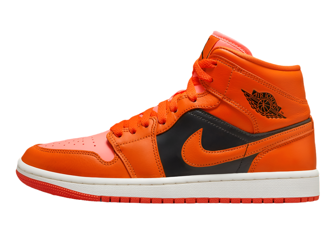 Jordan 1 Mid Rush Orange Crimson Bliss