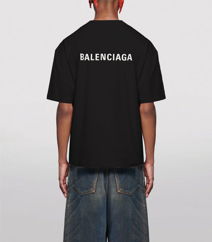 BALENCIAGA LOGO PRINT MEDIUM FIT T-SHIRT IN BLACK