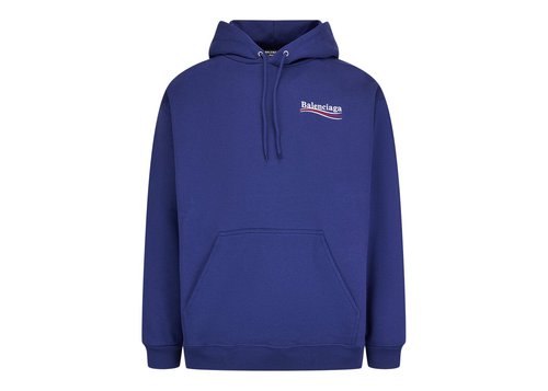 Balenciaga Blue Political Logo Print Hoodie
