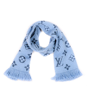 Louis Vuitton Wool Silk Logomania Scarf 'Blue'
