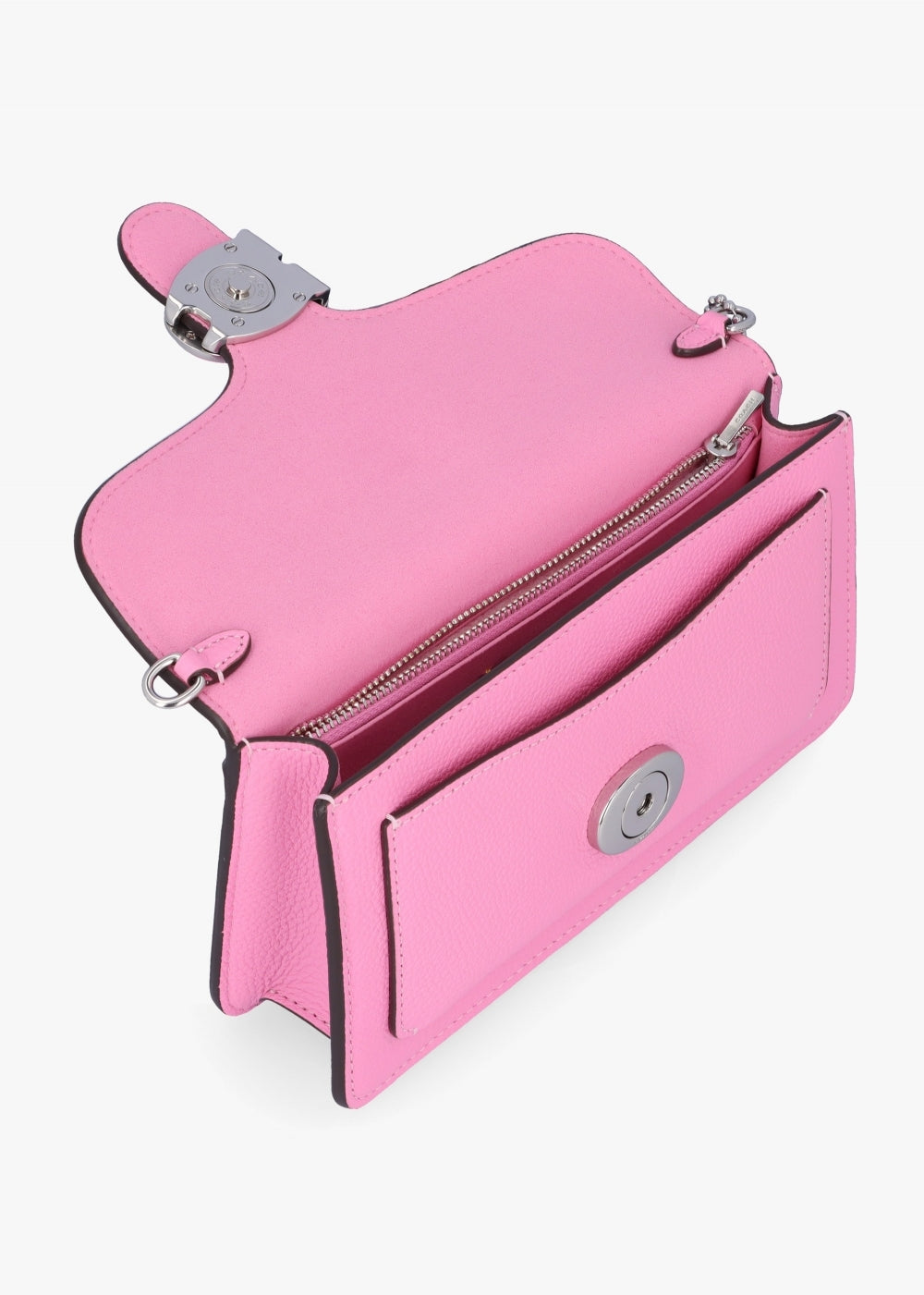 Coach Tabby Vivid Pink Leather Chain Clutch Bag