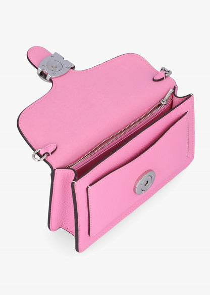 Coach Tabby Vivid Pink Leather Chain Clutch Bag