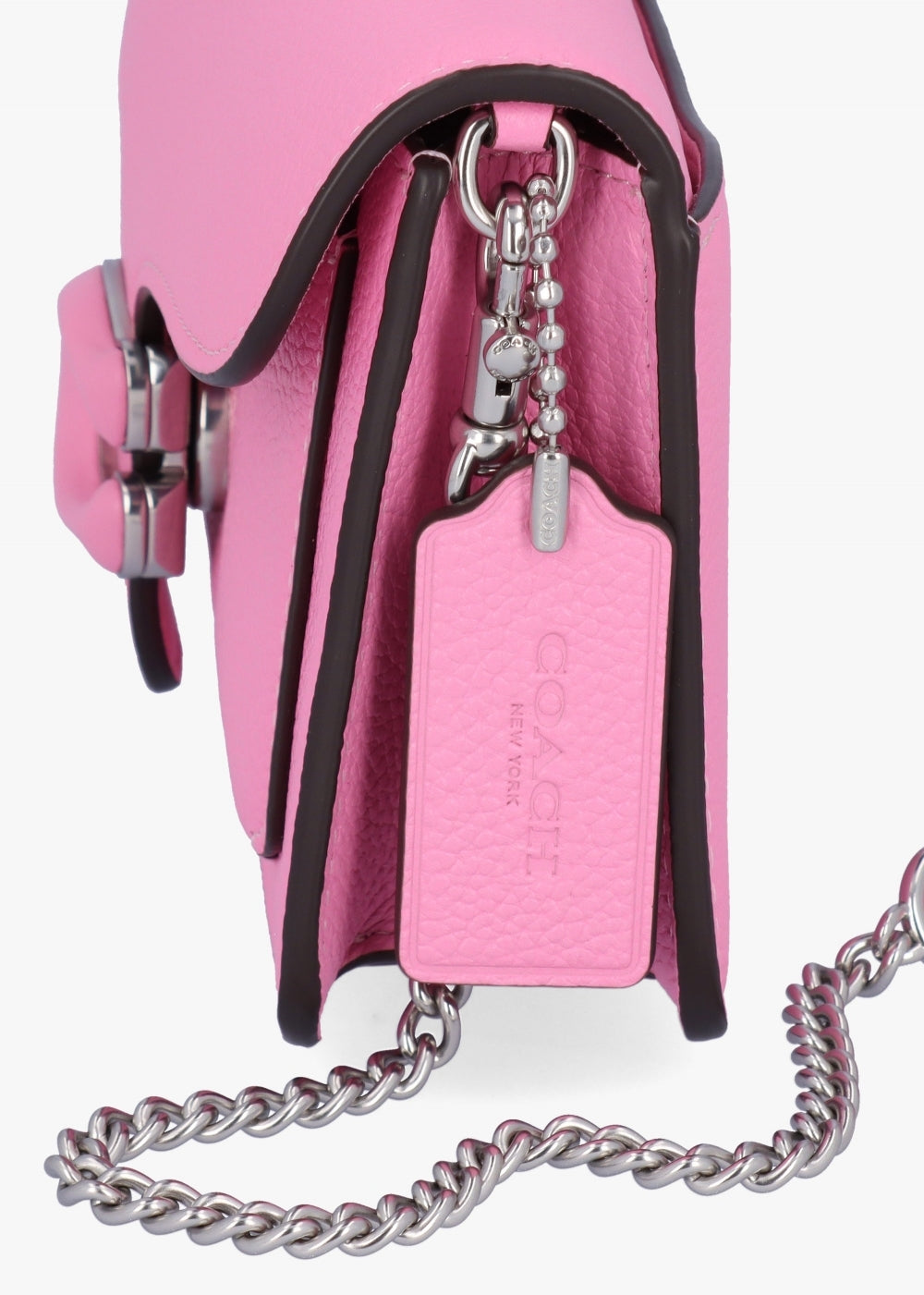 Coach Tabby Vivid Pink Leather Chain Clutch Bag