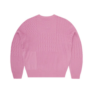 Corteiz Paneled Multi Knit Sweater Pink