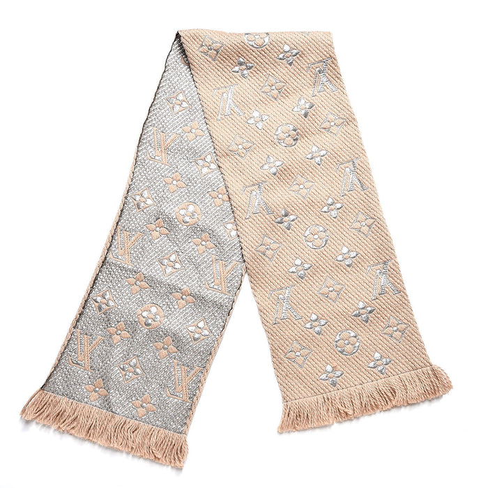 Louis Vuitton Wool Silk Logomania Shine Scarf 'Beige'