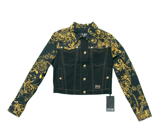 Versace Jeans couture denim jacket black and gold