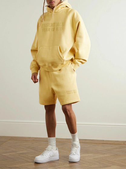 Essentials Fear Of God Logo-Appliquéd Wide-Leg Cotton-Blend Jersey Drawstring Shorts