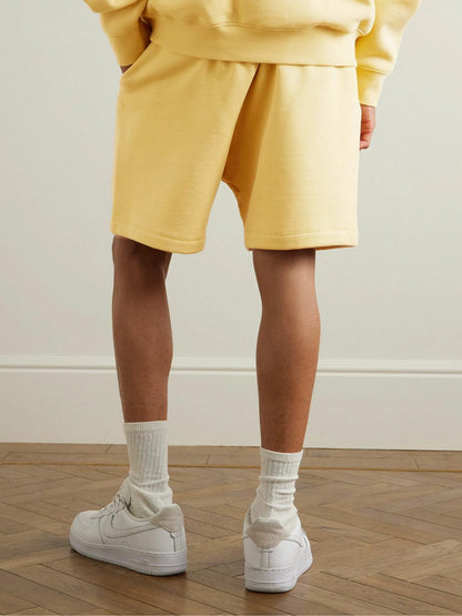 Essentials Fear Of God Logo-Appliquéd Wide-Leg Cotton-Blend Jersey Drawstring Shorts