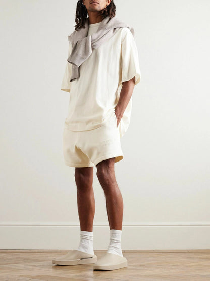 Essentials Fear Of God Logo-Appliquéd Cotton-Blend Jersey Drawstring Shorts