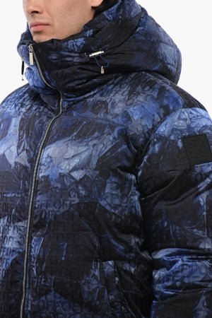 Off-White Logo Jacquard Puffer Jacket Sierra Leone 'Navy Blue'