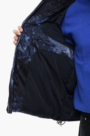 Off-White Logo Jacquard Puffer Jacket Sierra Leone 'Navy Blue'