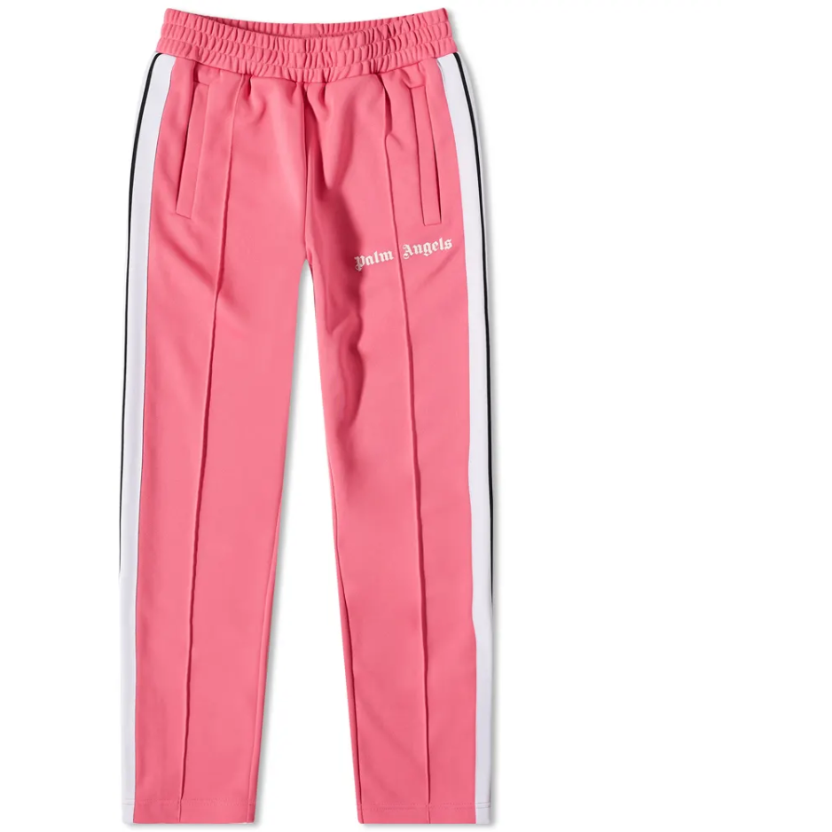 PALM ANGELS TAPED TRACK PANT FUCHSIA & WHITE