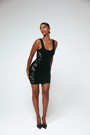 Trapstar Women's Sript Denim Applique Tank Dress Black
